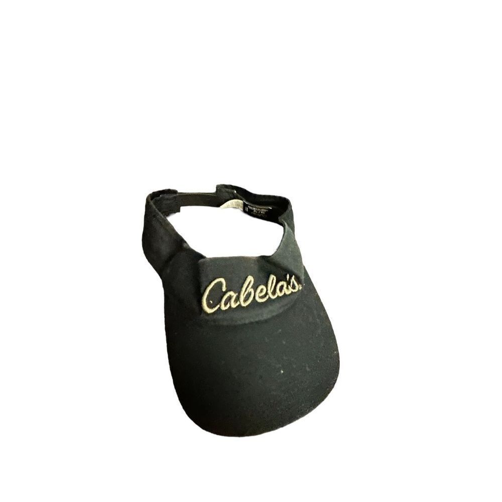 CABELAS Black With Embroidered Grey Letterings Hook 'n Loop Sun Visor Hat